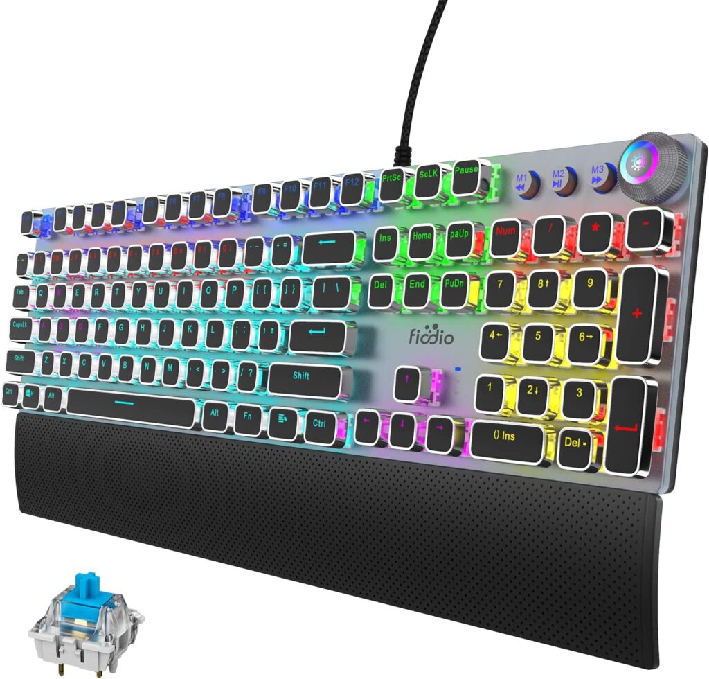 Fiodio Mechanical Gaming Keyboard with Blue Switches
